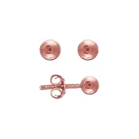 boucles d'oreilles en plaqué or rose boule de 4mm et fermoir poussette