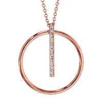 collier en acier et pvd rose chaîne avec pendentif anneau suspendu par 1 rail en résine et strass blancs - longueur 40cm + 5cm de rallonge