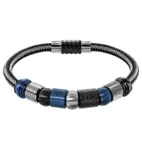 composition bracelet charms thabora pour homme acier noir gris et bleu