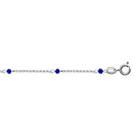 chaîne de cheville en argent rhodié boules perles de verre facettées bleu foncé 23cm + 3cm de rallonge