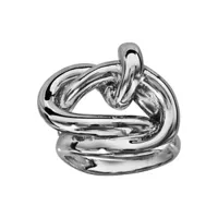bague en argent rhodié anneaux entrelacés sur le dessus formant un noeud