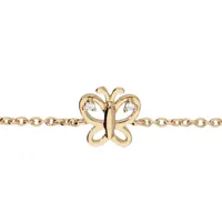bracelet en plaqué or enfant chaîne avec papillon ajouré oxydes blancs 13+4cm