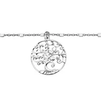 chaîne de cheville en argent rhodié avec pampille arbre de vie 23+3cm