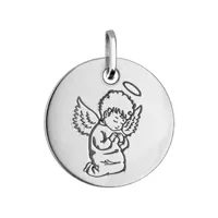 pendentif en argent rhodié médaille ronde avec ange