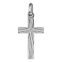pendentif en argent rhodié croix moyenne "aspect bois"