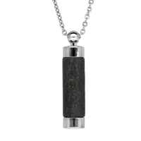 collier avec pendentif diffuseur de parfum tube de bois noir 50+5cm