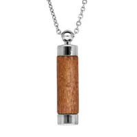 collier avec pendentif diffuseur de parfum tube de bois clair 50+5cm