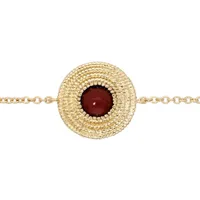 bracelet en plaqué or chaîne ethnique rond avec pierre rouge 16+2cm