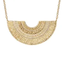 collier en plaqué or pendentif ethnique éventail 40+4cm
