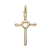 pendentif en plaqué or croix avec coeur au centre