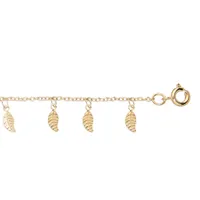 chaîne de cheville en plaqué or avec pampilles feuilles 25cm réglable 23cm