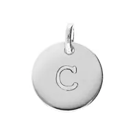 pendentif en argent rhodié médaille 12mm gravure alphabet "c"