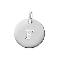 pendentif en argent rhodié médaille 12mm gravure alphabet "f"