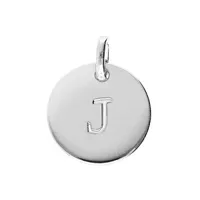 pendentif en argent rhodié médaille 12mm gravure alphabet "j"