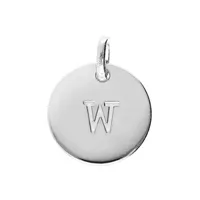 pendentif en argent rhodié médaille 12mm gravure alphabet "w"