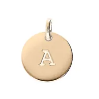 pendentif en plaqué or médaille 12mm gravure lettre alphabet "a"