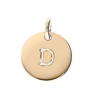 pendentif en plaqué or médaille 12mm gravure lettre alphabet "d"