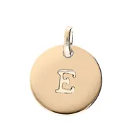 pendentif en plaqué or médaille 12mm gravure lettre alphabet "e"