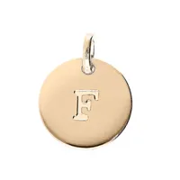 pendentif en plaqué or médaille 12mm gravure lettre alphabet "f"