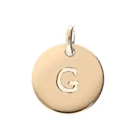 pendentif en plaqué or médaille 12mm gravure lettre alphabet "g"