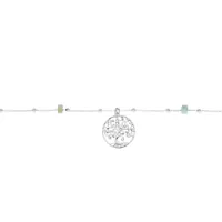 chaîne de cheville en argent platiné avec pampille arbre de vie et turquoise véritable 22+3cm