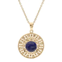 collier en plaqué or chaîne avec pendentif ethnique et pierre lapis lazuli véritable 42+3cm