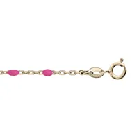 chaîne de cheville en argent et dorure jaune avec perles rose fluo 23+3cm