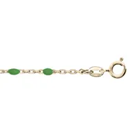 chaîne de cheville en argent et dorure jaune avec perles vert fluo 23+3cm