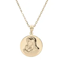 collier en plaqué or chaîne avec pendentif médaille vierge en relief 40+5cm