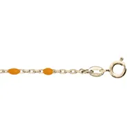chaîne de cheville en argent et dorure jaune avec perles orange fluo 23+3cm