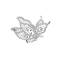 broche en argent rhodié motif papillon avec oxydes multi couleurs
