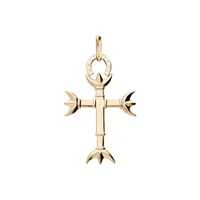 pendentif en plaqué or croix camarguaise grand modèle avec trident et fer à cheval