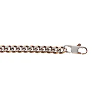 bracelet en acier maille gourmette 5mm effet brossé et aspet patiné avec chanfrin marron 19cm