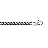 bracelet en acier maille gourmette 4mm pvd brossé aspet patiné chanfrein noir longueur 19cm