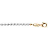 chaîne de cheville en argent et dorure jaune perles 3mm blanche de synthèse longueur 23+3cm