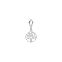 pendentif charms en argent rhodié pastille arbre de vie suspendue sur fermoir anneau ressort