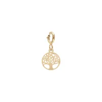 pendentif charms en argent et dorure jaune pastille arbre de vie suspendue sur fermoir anneau ressort