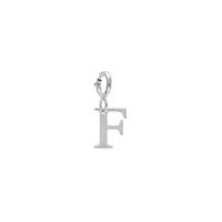 pendentif charms en argent rhodié initiale lettre f sur fermoir anneau ressort