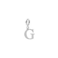 pendentif charms en argent rhodié initiale lettre g sur fermoir anneau ressort