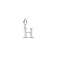 pendentif charms en argent rhodié initiale lettre h sur fermoir anneau ressort