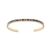 bracelet jonc en acier et pvd jaune rigide largeur 4mm diamètre 58mm motif résine léopard