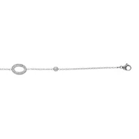 bracelet en acier ovale contour résine et strass et un oxyde blanc 17+3cm