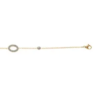 bracelet en acier pvd doré ovale contour résine et strass et 1 oxyde blanc 17+3cm