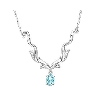 naava - collier - femme - or blanc (9 carats) 1.9 gr - diamant - topaze 0.58 cts