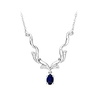 naava - collier - femme - or blanc (9 carats) 1.9 gr - diamant - saphir 0.62 cts