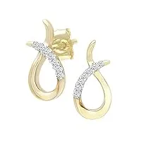 naava - boucles d'oreille - femme - or jaune (9 carats) 1.35 gr - diamant 0.08 cts