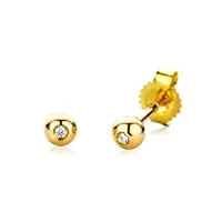 miore bijoux pour femmes clous d'oreilles avec diamant solitaire 0.01 ct boucles d'oreilles en or blanc 18 carats / 750 or