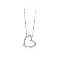 miore collier pour femmes avec pendentif coeur en diamants 0.17 ct chaîne en or blanc 18 carat / 750 or, bijou avec diamants et brillants longueur 45 cm