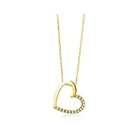 miore bijoux pour femmes collier avec pendentif cœur en diamants 0.09 ct chaîne en or jaune 18 carats / 750 or