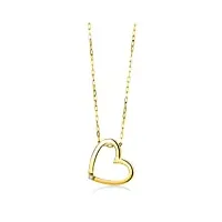 miore bijoux pour femmes collier avec pendentif cœur avec diamant 0.01 ct chaîne en or jaune 18 carats / 750 or